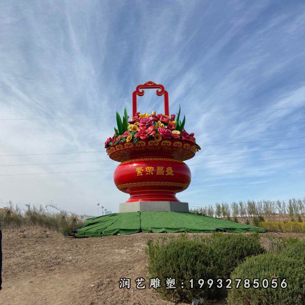 游乐场不锈钢花篮景观雕塑