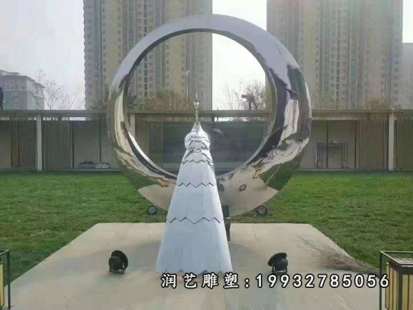 园林不锈钢景观圆环雕塑