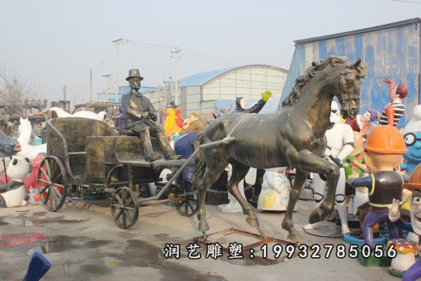 步行街景观马车铜雕