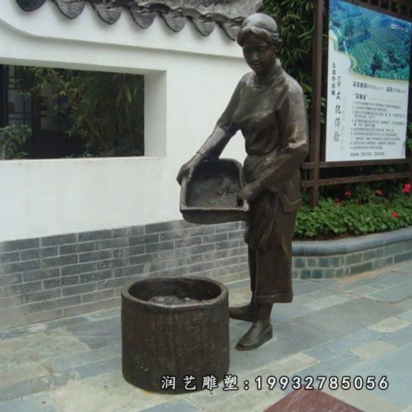 采茶铜雕,广场采茶小品铜雕 (6)