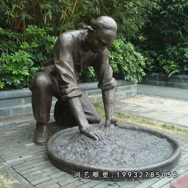采茶铜雕,广场采茶小品铜雕 (7)