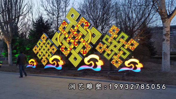 企业不锈钢景观中国结雕塑