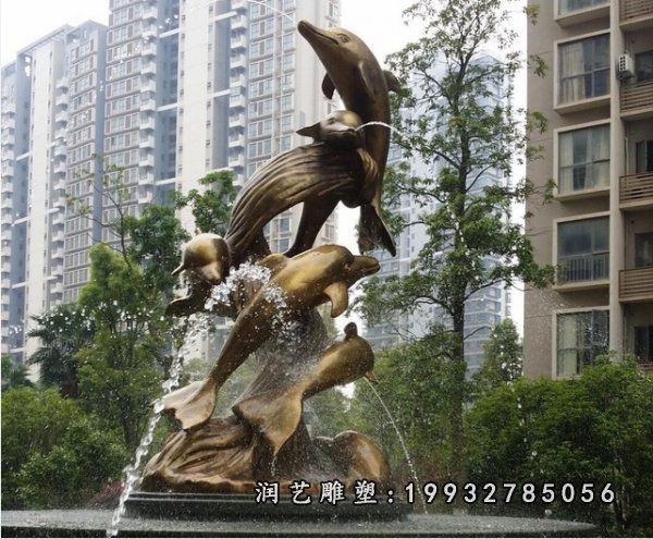 公园海豚动物铜雕