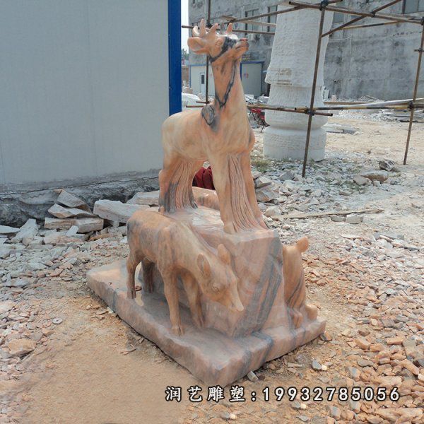 校园动物鹿石雕