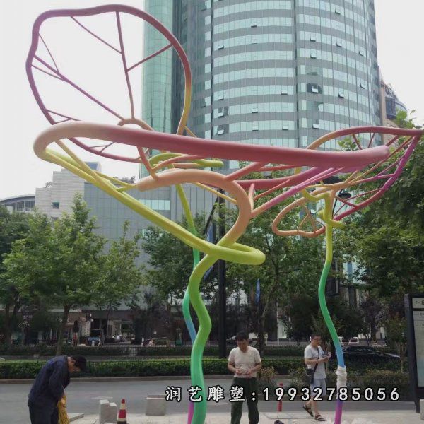 酒店不锈钢景观荷叶雕塑