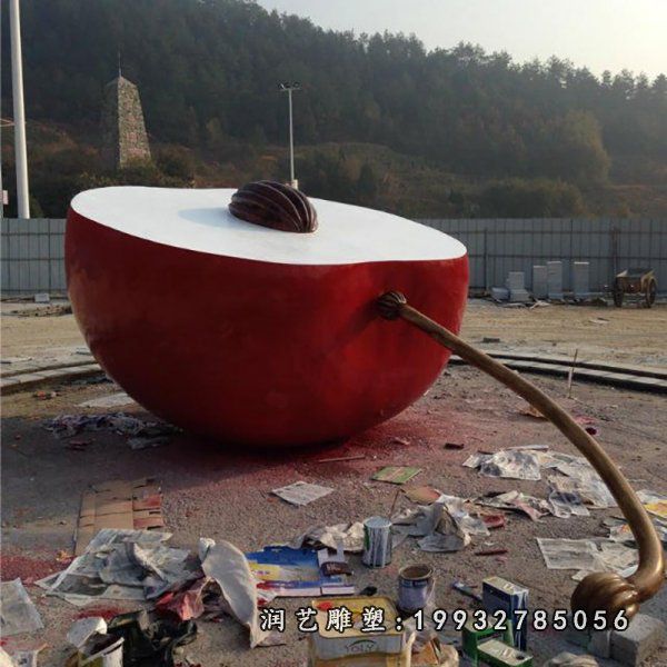 企业不锈钢苹果雕塑