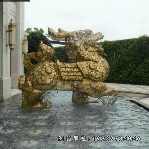 草坪不锈钢动物雕塑