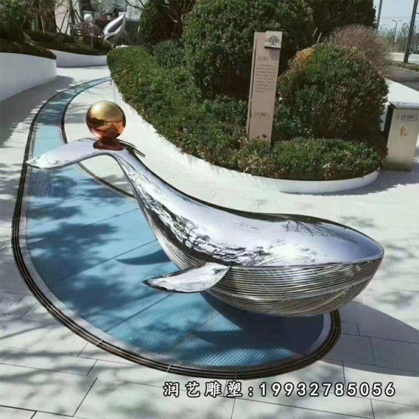 街道不锈钢鲸鱼动物雕塑