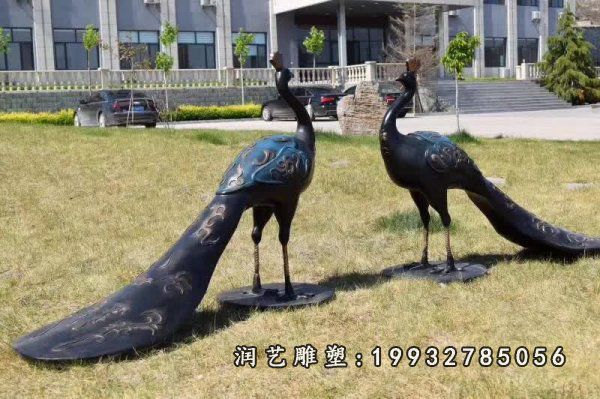 公寓动物孔雀铜雕