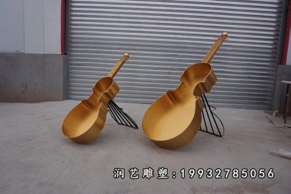 不锈钢大提琴雕塑  (32)