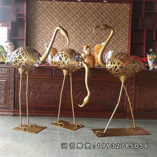 园林不锈钢火烈鸟动物雕塑