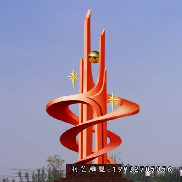 不锈钢共筑辉煌雕塑,不锈钢企业抽象雕塑 (2)