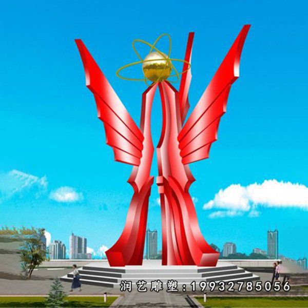 不锈钢共筑辉煌雕塑,不锈钢企业抽象雕塑