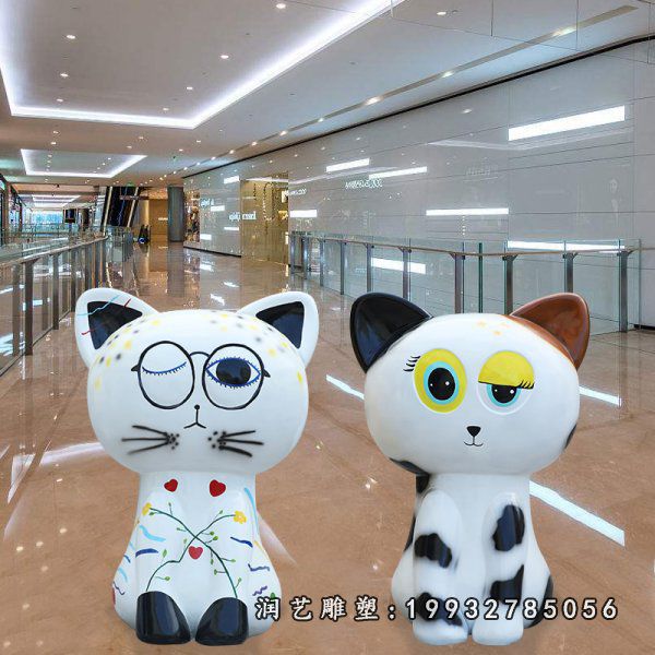 室外玻璃钢招财猫雕塑