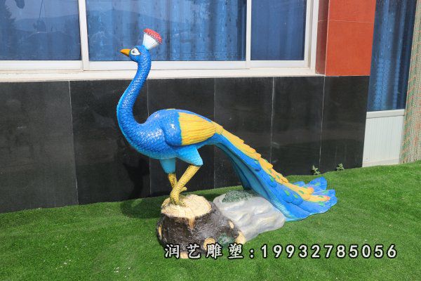 街道玻璃钢动物孔雀雕塑