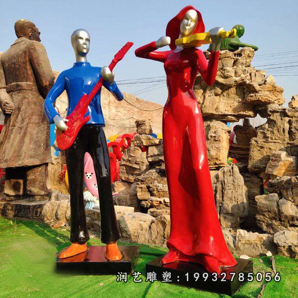 庭院人物玻璃钢音乐人雕塑