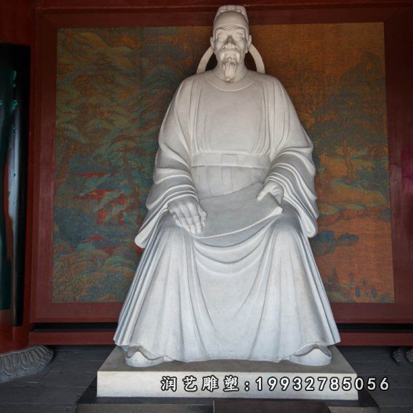 广场杜甫石雕人物