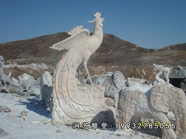 小区动物凤凰石雕