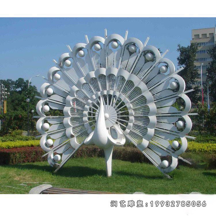 商业街不锈钢孔雀动物雕塑
