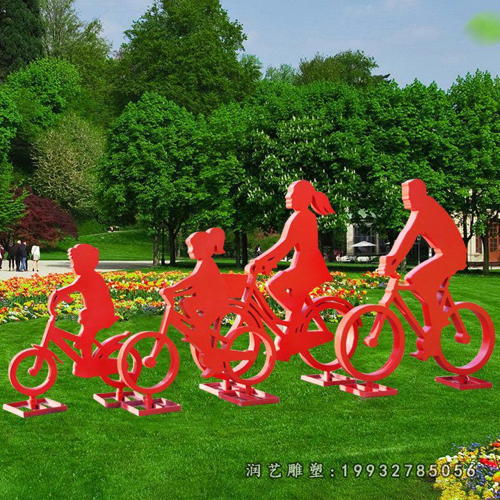游乐场不锈钢一家人人物雕塑
