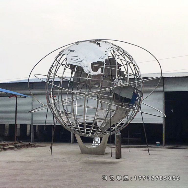 景区不锈钢地球仪景观雕塑