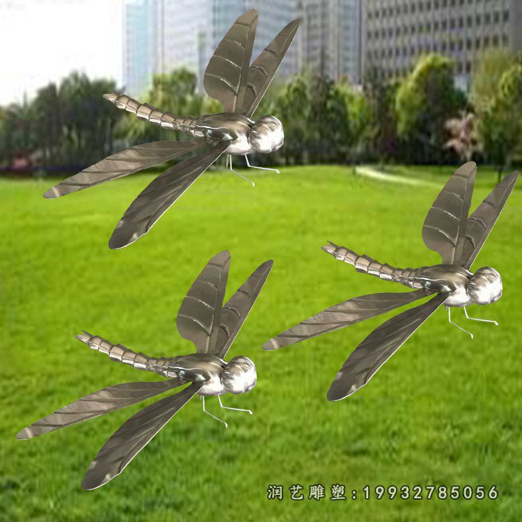 游乐场不锈钢蜻蜓动物雕塑