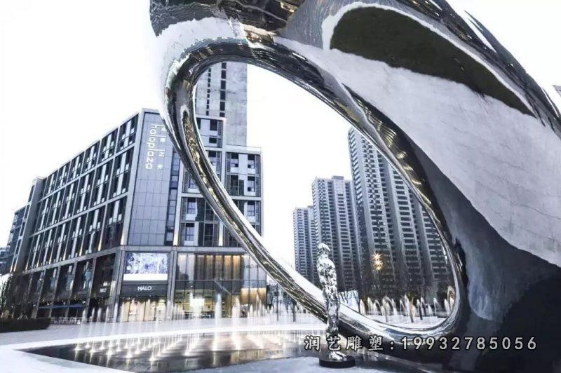 学校不锈钢圆环景观雕塑