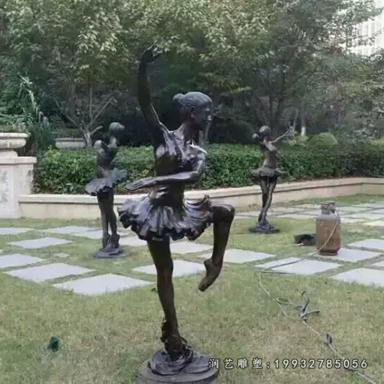 跳芭蕾舞人物铜雕,小区人物雕塑 (5)