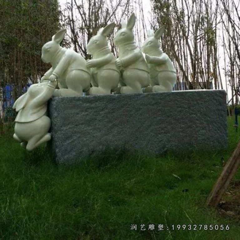 商业街兔子动物石雕
