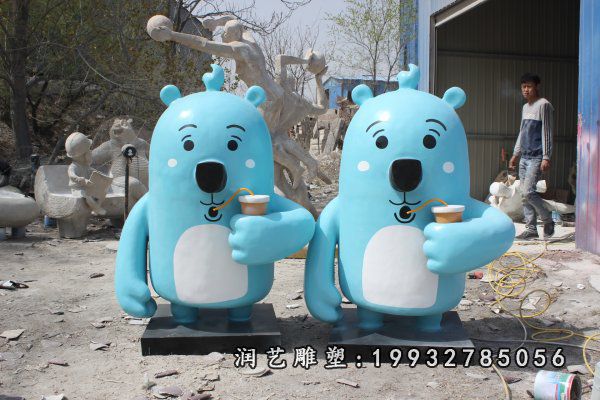 花园玻璃钢熊动物雕塑