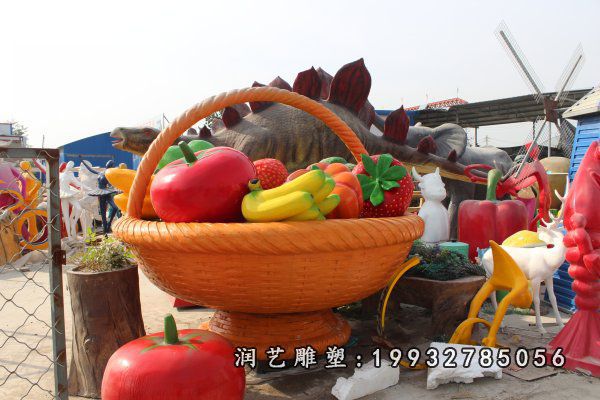 园林玻璃钢果篮景观雕塑