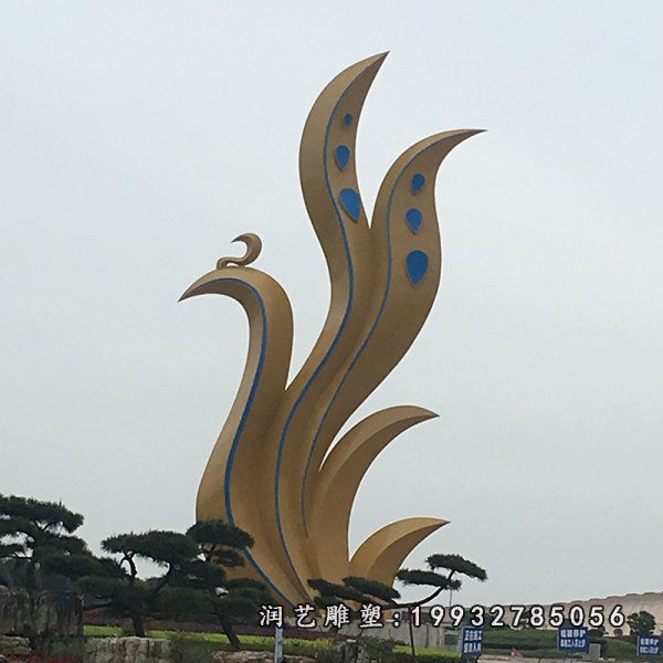 草坪不锈钢凤凰动物雕塑 