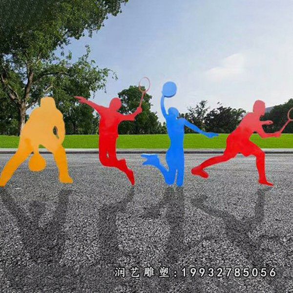 广场不锈钢打球人物雕塑
