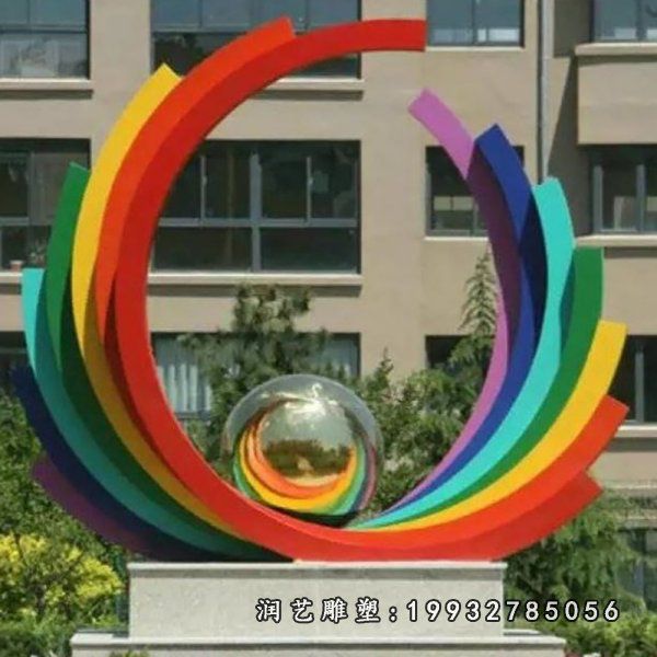 庙宇不锈钢彩虹景观雕塑