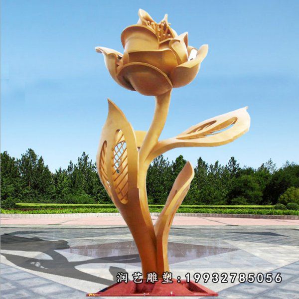 不锈钢玫瑰花雕塑  (12)