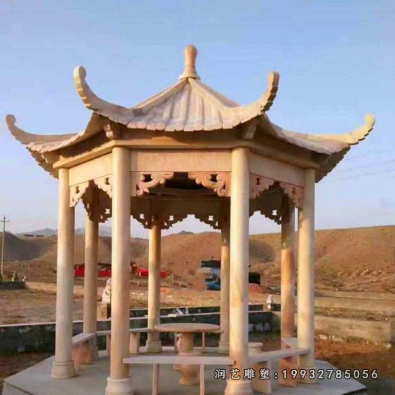 广场六角凉亭景观石雕