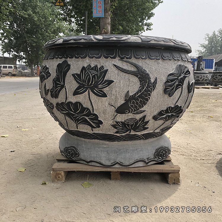 石浮雕鱼缸雕塑 (2)