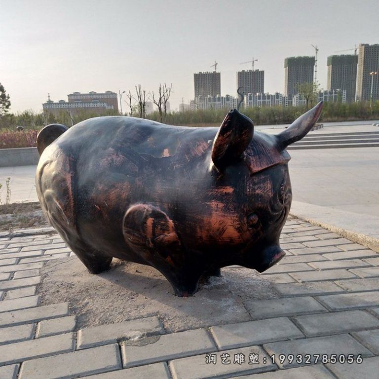 游乐场猪动物铜雕