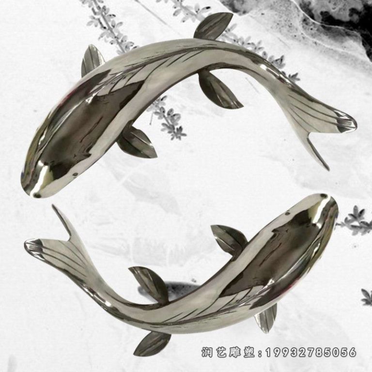 学校不锈钢鱼动物雕塑