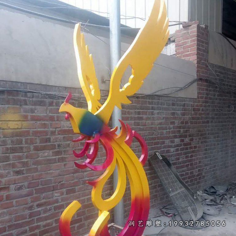 城市不锈钢凤凰动物雕塑