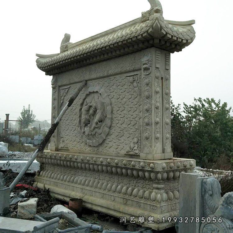 小鹿仙鹤浮雕影壁,石雕照壁 (3)