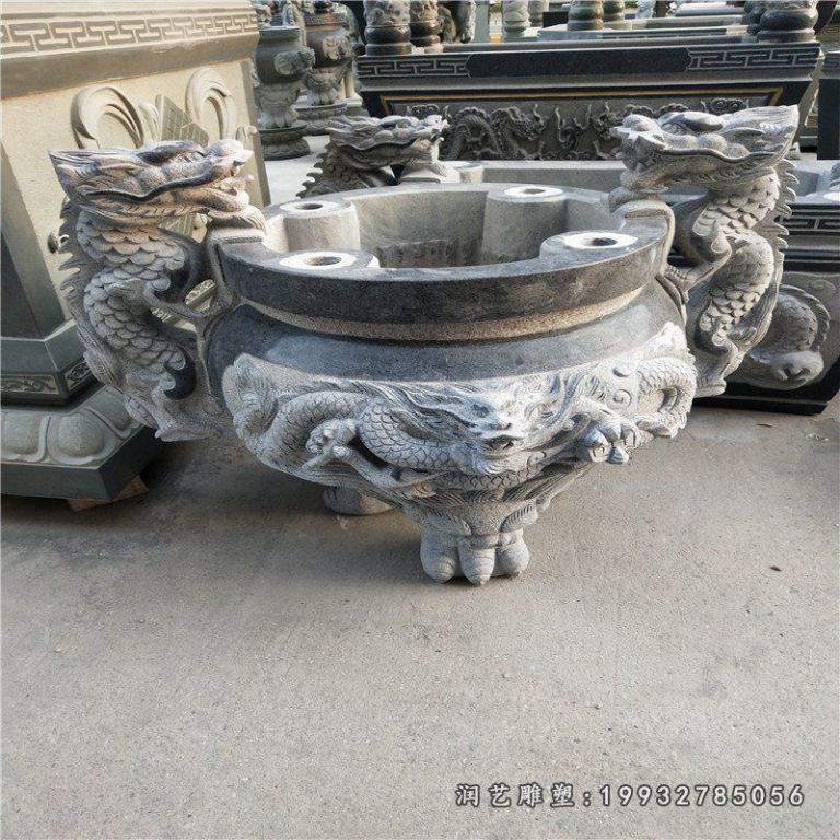 广场圆鼎香炉景观石雕