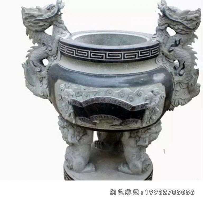 石圆鼎,石香炉雕塑 (7)