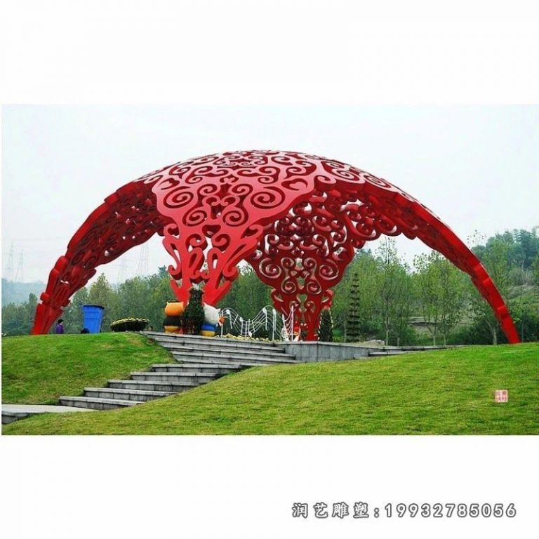 草坪不锈钢拱门景观雕塑
