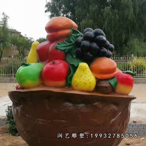 校园玻璃钢果篮景观雕塑