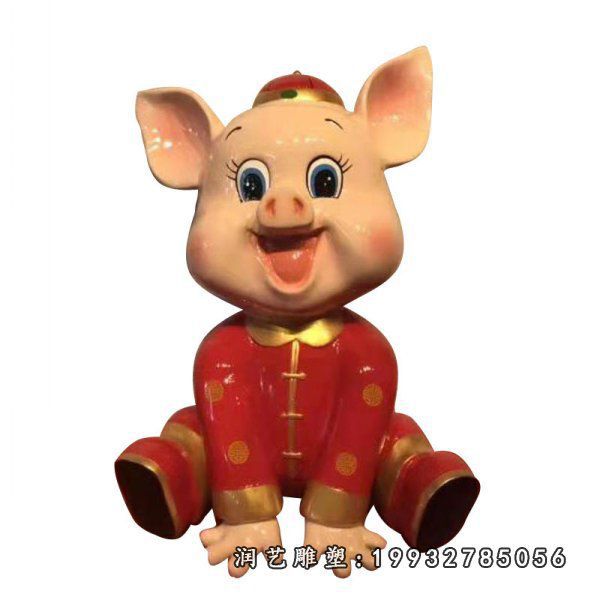 绿地玻璃钢猪动物雕塑