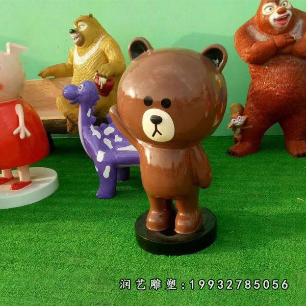别墅玻璃钢布朗熊卡通雕塑 