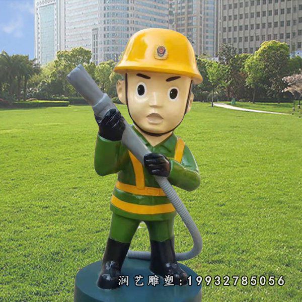 公寓玻璃钢消防人物雕塑 