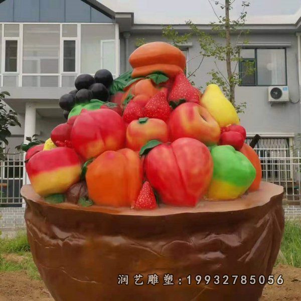 景区玻璃钢果篮景观雕塑