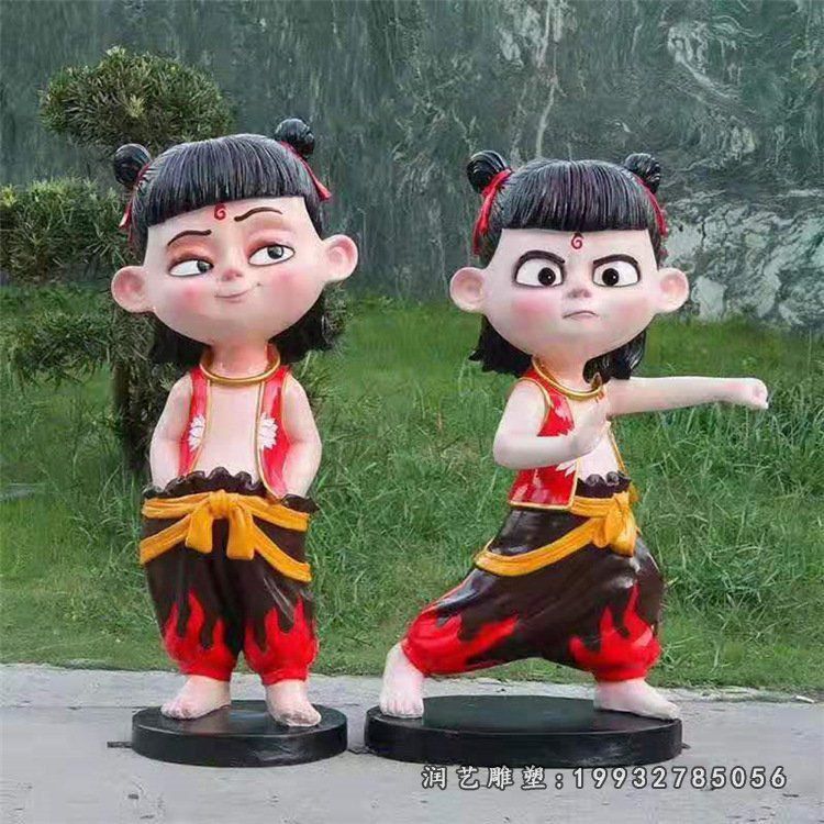 景区玻璃钢哪吒卡通雕塑